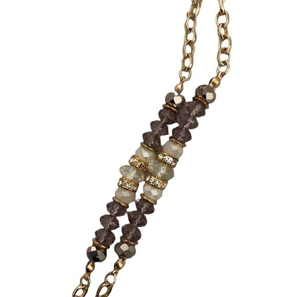 𝅺INC Double Strand Faceted Bead Goldtone 40" Necklace New - Picture 3 of 3